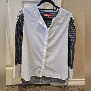 Vilagallo White And Striped Blouse Size 36